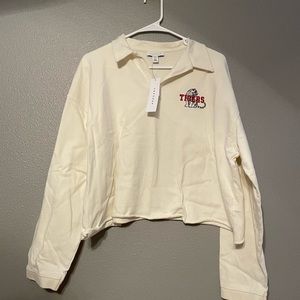 Cutoff Cropped Collared Sweatshirt